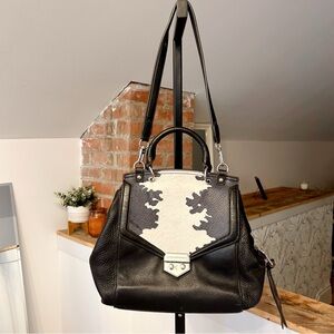 Aimee Kestenberg leather and calf skin convertible satchel bag